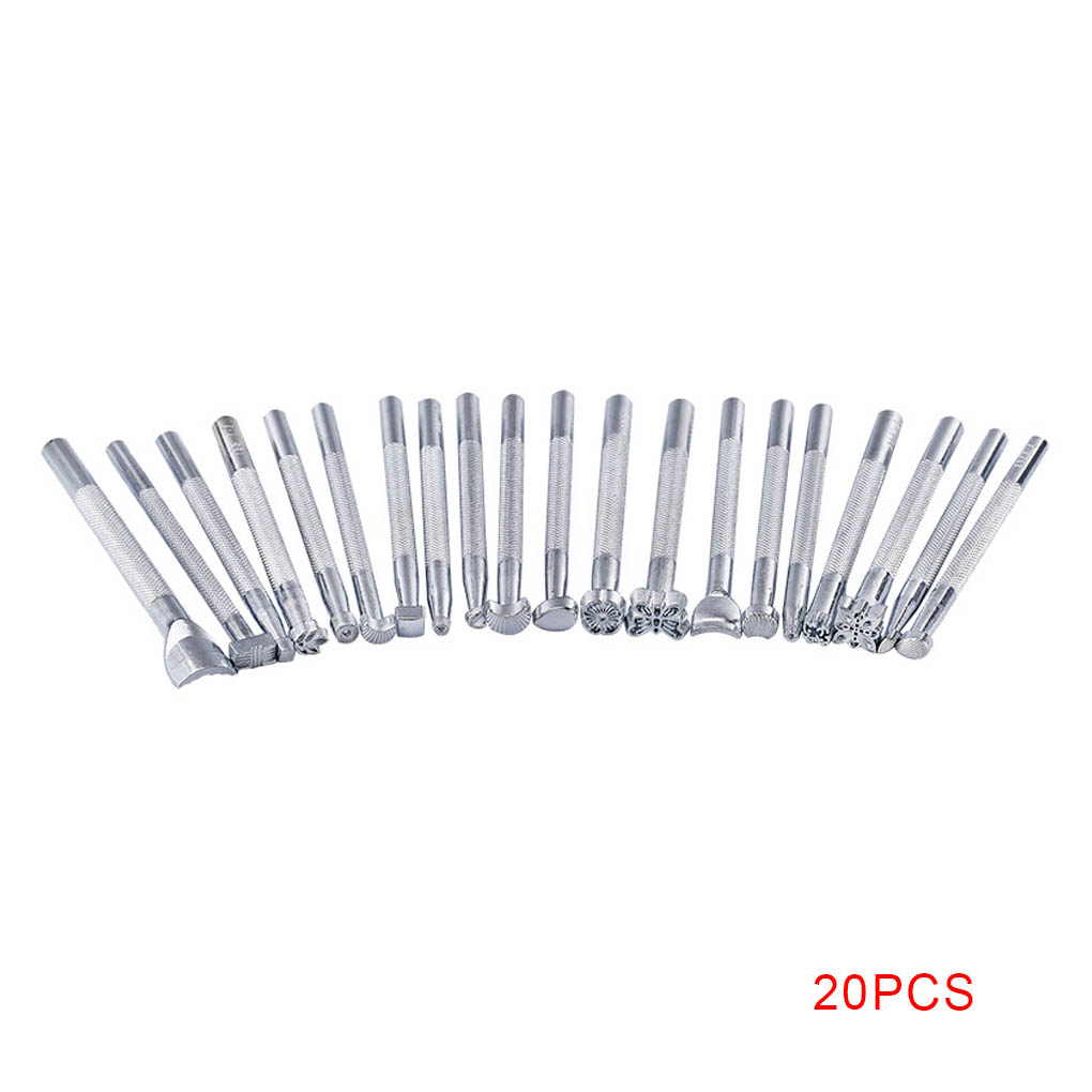 20pcs Leather Working Saddle Making Tools DIY Leather Craft Stamps Set Leathercraft Handmade Sculpture Printed Tool