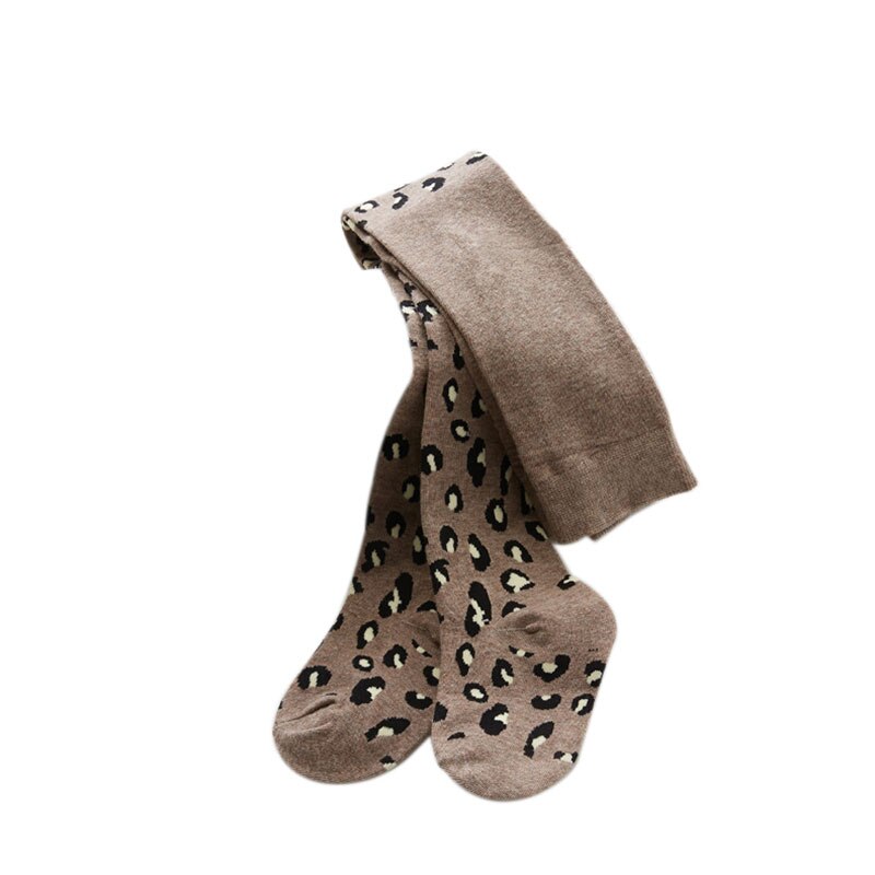 Cathery høst vinter baby jenter tights smålåve jente leopard mønster strømpebukser låve bomull varme strømper ensfarget godteri farge tights: C / 4-6t
