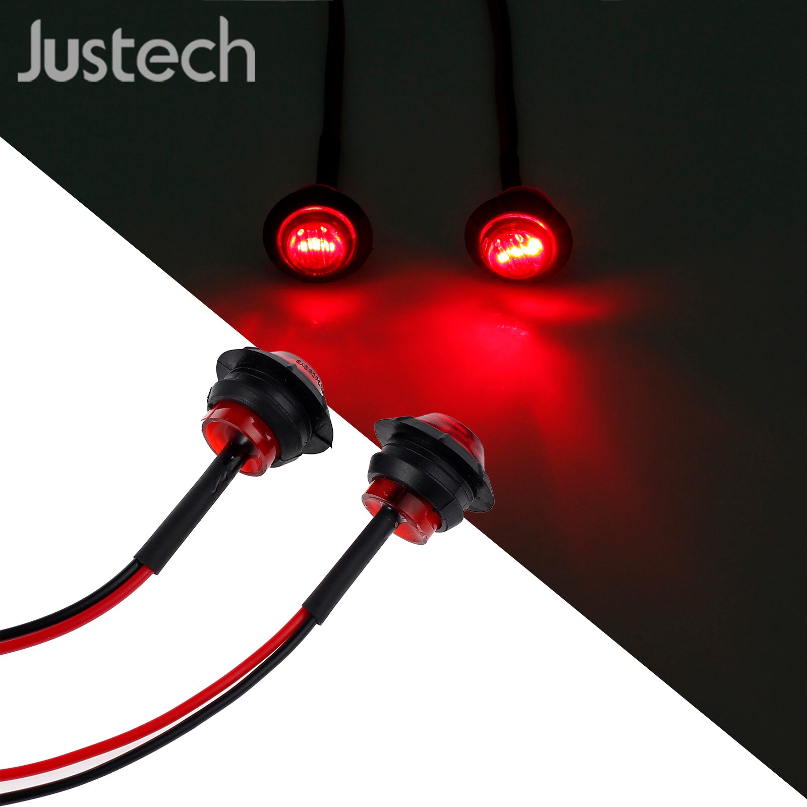 Justech 4 x 12V Red 3 LED Side Marker Light Indicator Lamp Truck Trailer Caravan Lorry Truck Side Marker Lights