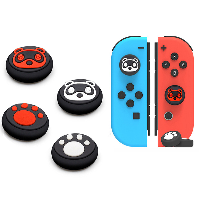 Animal Crossing Thumb Grip Stick Caps For Nintendo Switch/Lite Joystick Cover Cute Black Green Joycon Button Cases Accessories: White