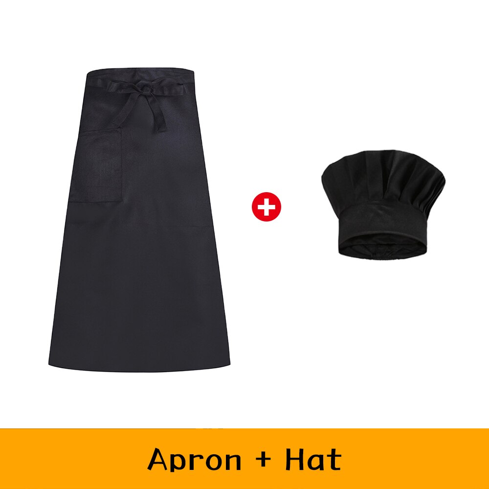 Chef Waiter Apron+hat Set Kitchen Cook Uniform Hotel Restaurant Baking Workwear Men Women Coffee Shop Food Service Overalls: 1