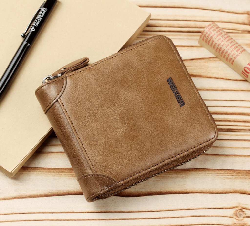 Men Wallets Coin Purse Clutch Hasp Retro Short Wallet Card Holder Wallet Men's Small Zipper Wallet With Coin Purse