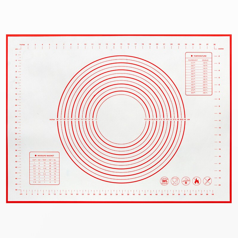 Large Size Silicone Baking Mat Pastry Rolling Kneading Pad Kitchen Pizza Dough Non-stick Pastry Mat with Scale Cooking Pad: Red / 29x26cm