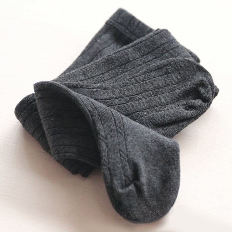 Baby Herfst Winter Panty Baby Peuter Kid Meisje Geribbelde Kousen Katoen Warm Panty Solid Candy Kleur: gray / 126-140cm