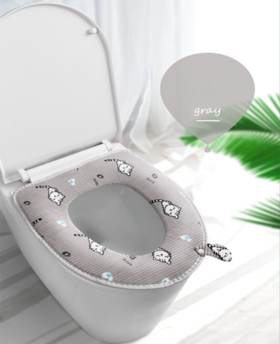 Bathroom Toilet Seat Cushion Closestool Washable Soft Warmer Mat Gray