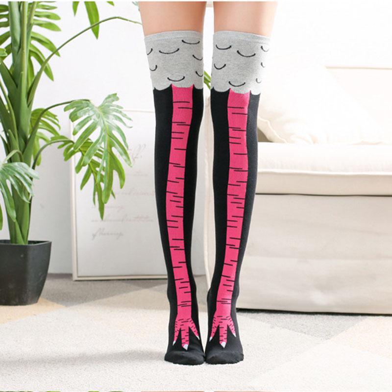 1 para 3 styl moda kreatywne kobiety kurczak skarpetki kurczak drukuj palec u nogi kobiety 3D kreskówka kurczak palec u nogi stopy skarpetki odzież sportowa: C2