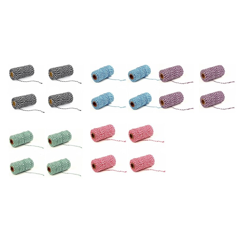 4 PCS Colourful Cotton Twine Bakers Twine Rope Cotton String For Artworks DIY Crafts Packaging Decor