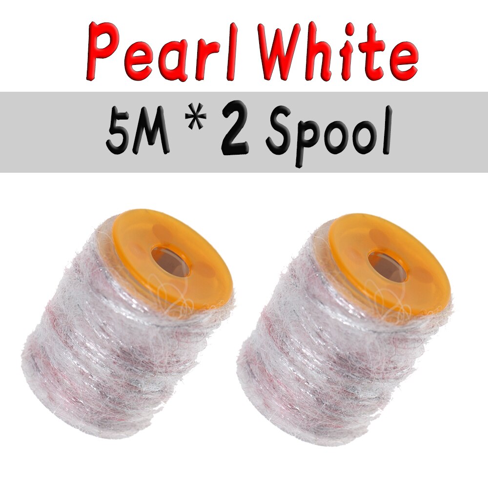 WIFREO-Cuerda de doblaje de 10M, hilo de hilo para insectos sucios, hilo moteado de Caddis, gusano, mosca seca, camarón, atado de moscas fibrosas, materiales de atado: 2pcs Pearl White