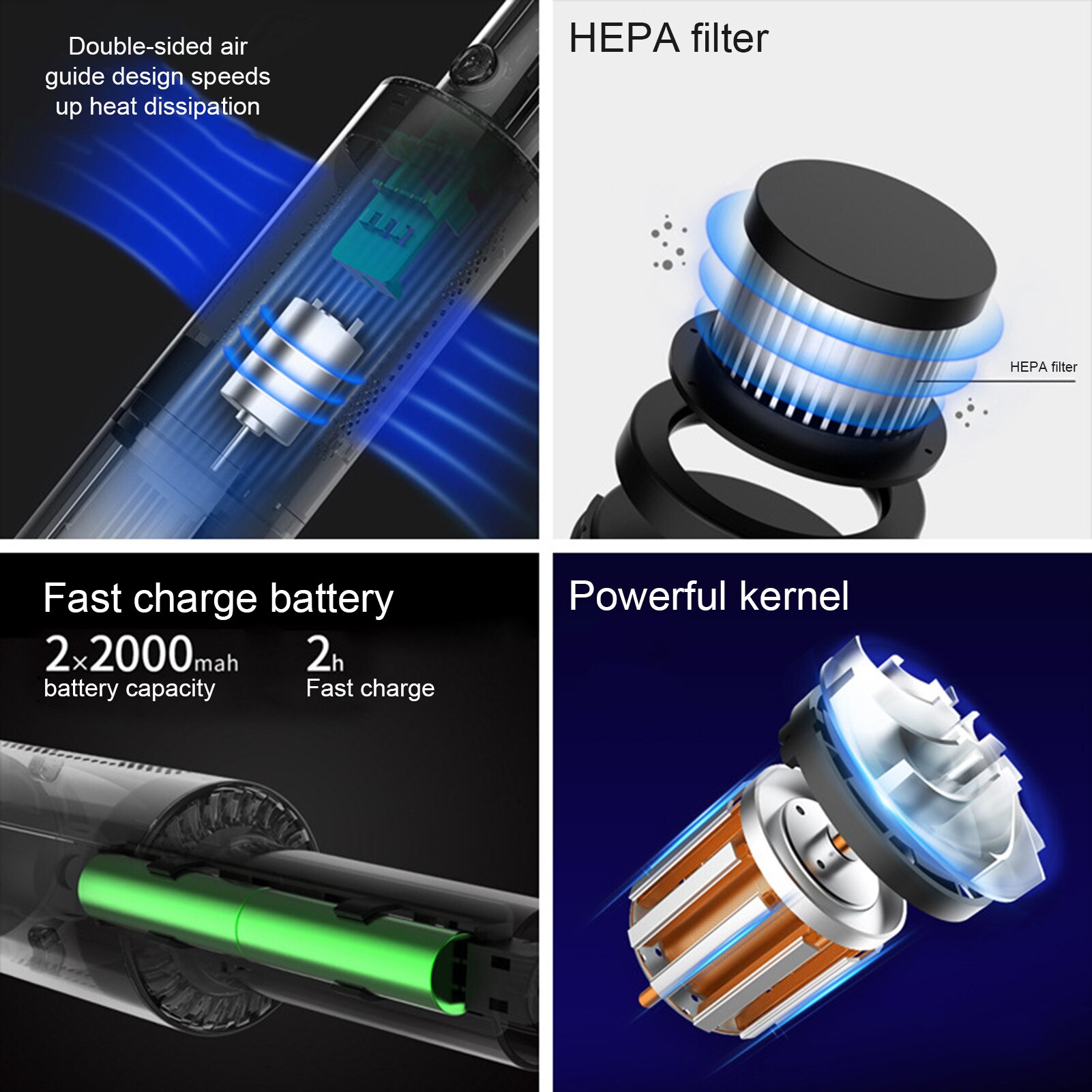 120W Portable Handheld Strong Suction Wireless Charging Home Car Vacuum Cleaner USB Power Supply Vacuum Cleaner Car Accessories