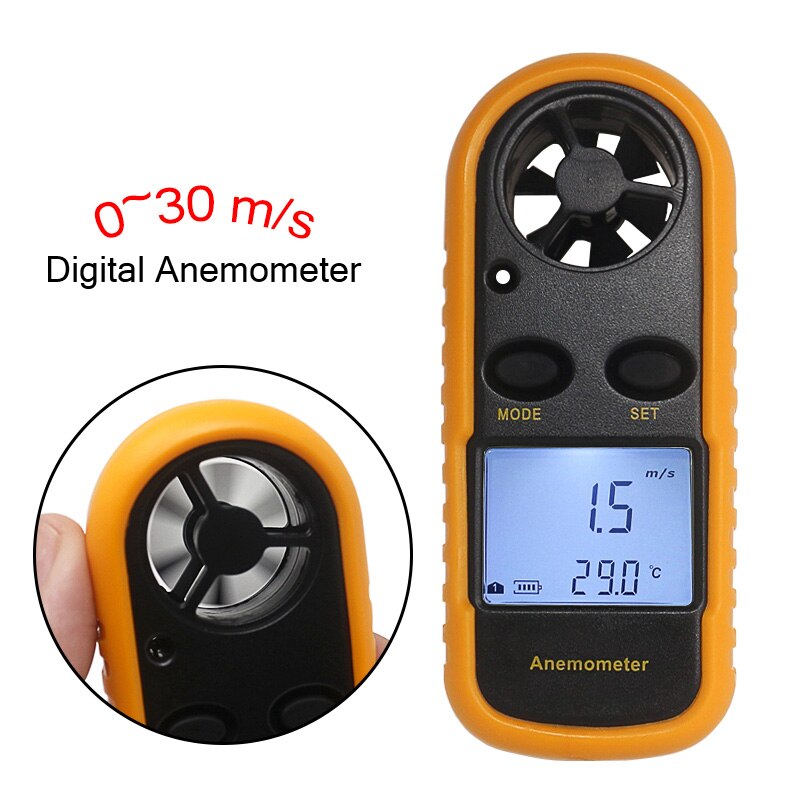 GM816 Pocket Smart Digitale Anemometer 30 M/s Thermometer Windsnelheid Tester Grote Lcd-scherm Huidige/Max/Gemiddelde