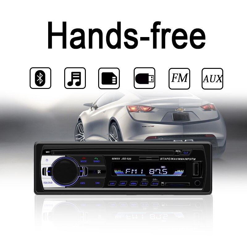 JSD-520 Autoradio Bluetooth Autoradio Autoradio Radio FM Aux Ingang Ontvanger SD USB 12 V In-dash 1 din Auto MP3 Multimedia Speler