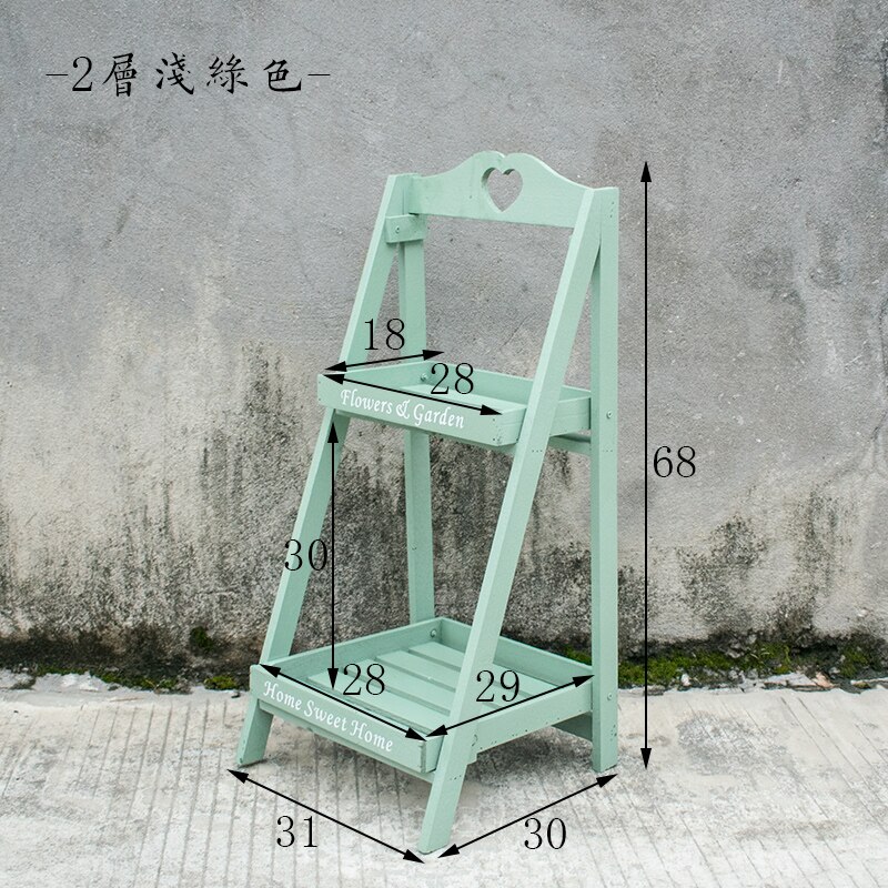 Installatie-Gratis Amerikaanse Retro Multi-Layer Massief Houten Groene Planten Ladder Bloem Stand Balkon Floor Type Ladder Plant: Two Layers Mint spot
