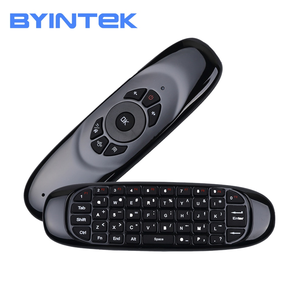 BYINTEK kabellos Luft maus, Spiel Tastatur Wiederaufladbare 2,4 GHz Universal- Clever Controle Fernbedienung für Android projektor Pc