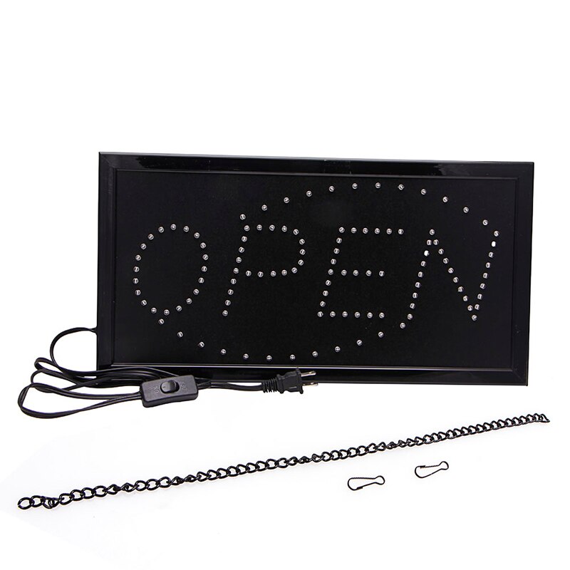 YAM 110V Bright Animated Motion Running Neon LED Business Store Shop OPEN Sign With Switch US Plug