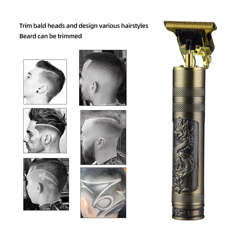 Profesjonalna maszynka robić włosów bezprzewodowy smok mężczyźni przycinarka akumulatorowa maszyna robić golenia brody elektryczna maszynka robić golenia z łysiną głową budda