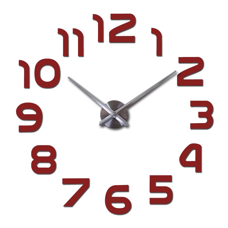 Real begrenzte quarzuhr big diy 3d spiegel aufkleber Metall wanduhr moderne kunst uhren hause dekoration: Rot / 37inch