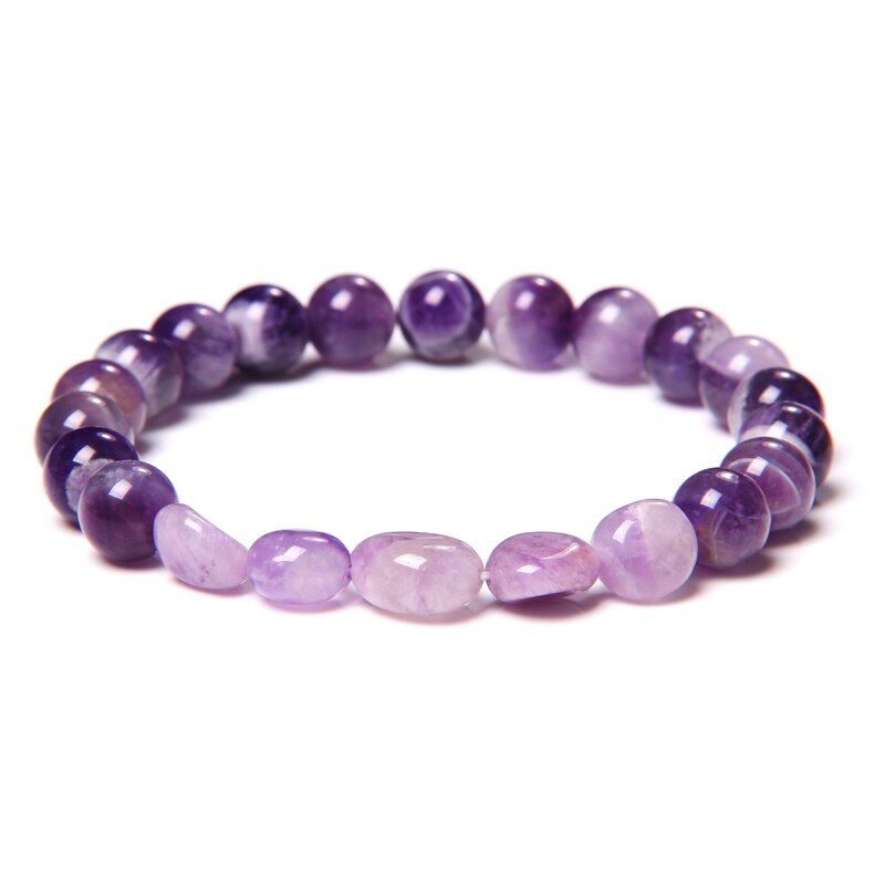 Round Random Shape Natural Stones Bracelet Tiger Eye Amethysts Lapis Lazuli Red Stone Crystal Beads Bracelets Women Men Jewelry