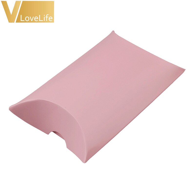 Cajas grandes de dulces de boda con forma de almohada, , para eventos de boda, recuerdo, Caja de de Papel Kraft, 100 unids/lote: light pink