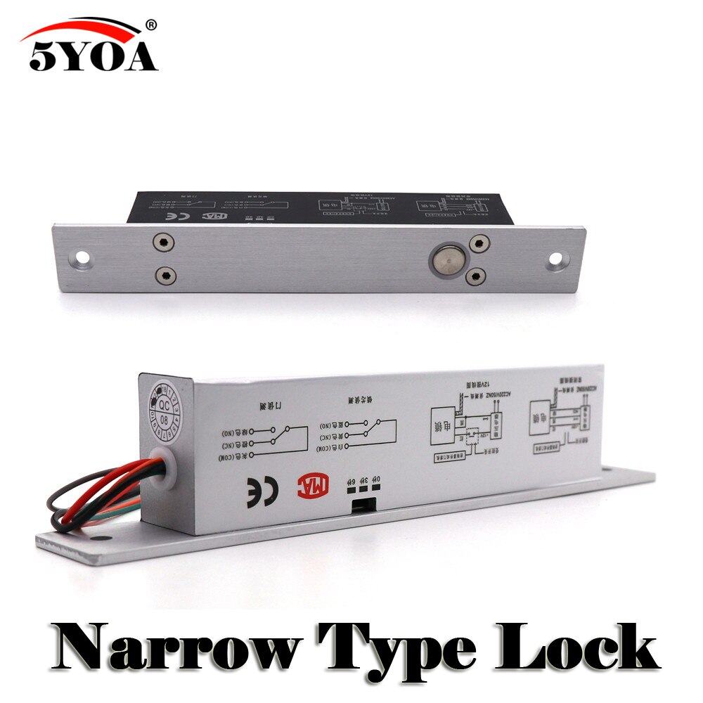 Schmale Tür Elektrische Bolzen Einsteckschloss für Türschloss Zugriff Kontrolle DC 12V Edelstahl Scheitern sicher Sichere NC KEINE Elektronische