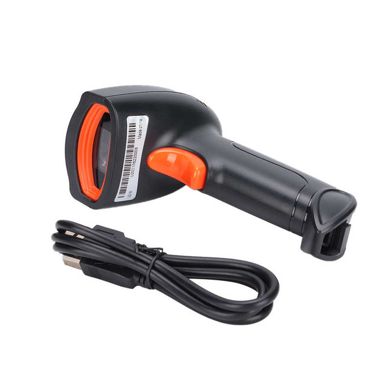 Lector de código de barras 3D, U2-W, S8 QR PDF417, 2,4G, inalámbrico, con cable, escáner de código de barras de mano, soporte USB, teléfono móvil, iPad: Naranja