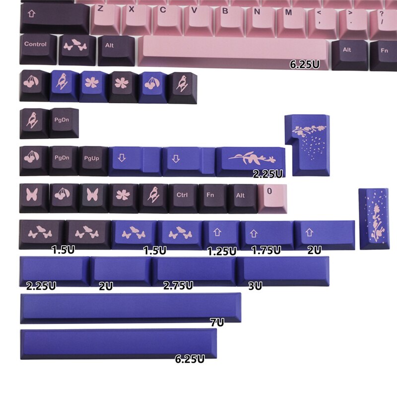 Gmk blossom keycap 142 key set cherry profile pbt sublimation keycaps 6,25 u 7u spacebar for diy mechanical keyboards
