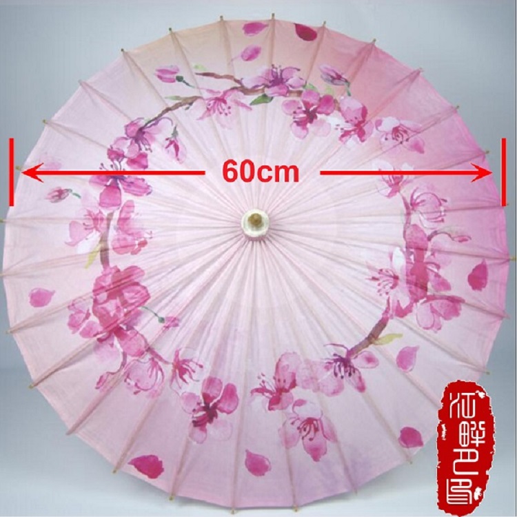 Parapluie en papier fleur couleur rose huile | Parapluie fleur pêche cercle rond, parapluie en papier pour enfants danse mariage, décoration de mariage: Diameter 60CM