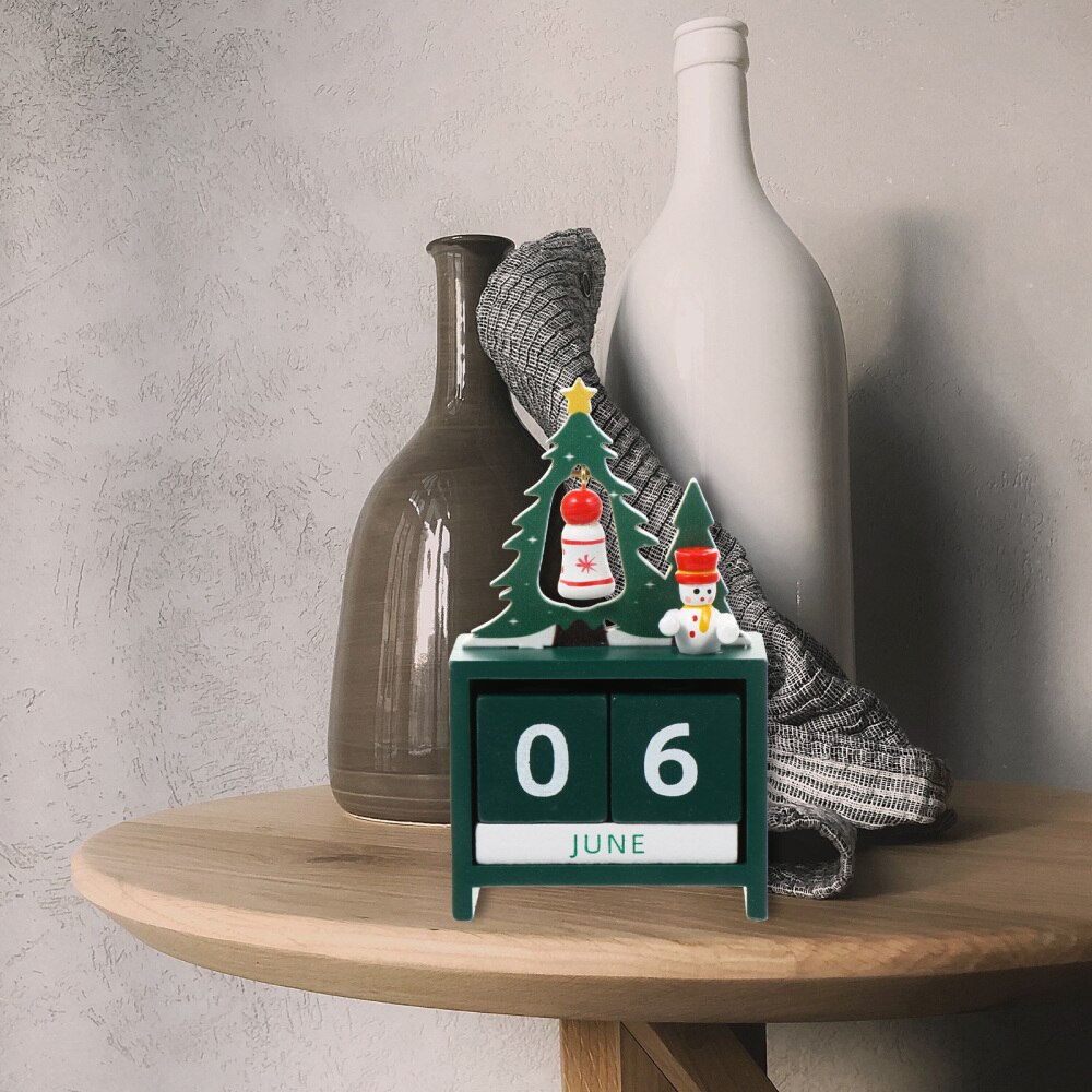 1pc Tabletop Calendar Manual Calendar Wood Xmas Calendar