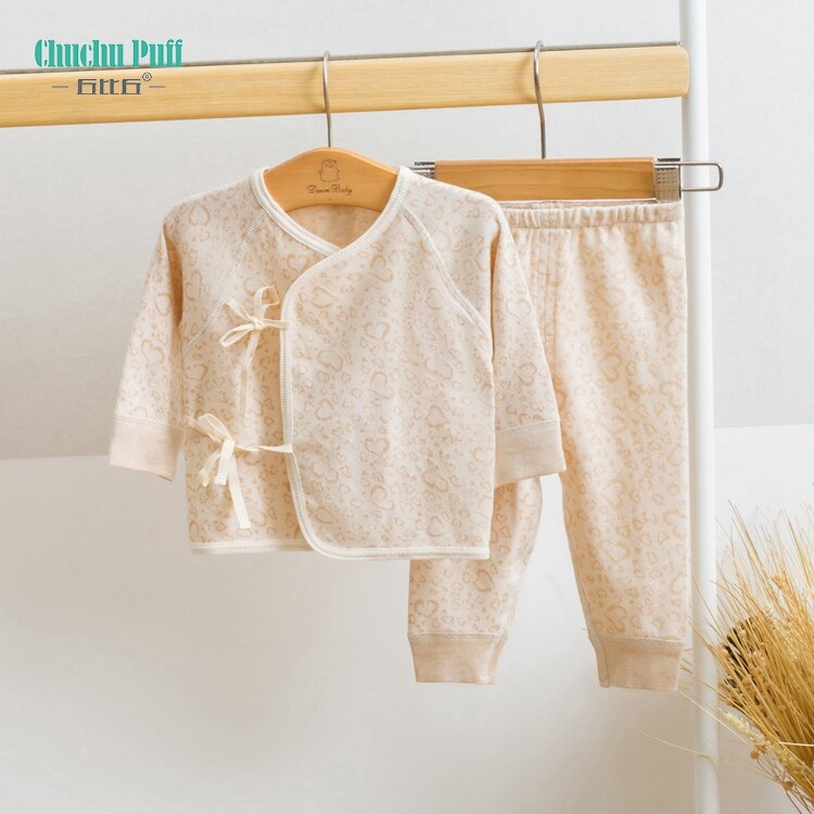 Ensemble de vêtements de nuit unisexe en coton biologique pour -né, ensemble T-shirt + pantalon décontracté pour bébé fille, avec corde: 6M (Height 59-66CM)