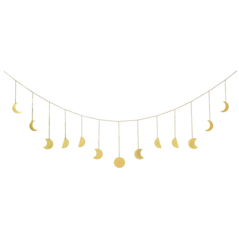 Lune brillant Phase guirlande décoration chaînes or tenture murale ornements pratique appartement fond décoration murale: B