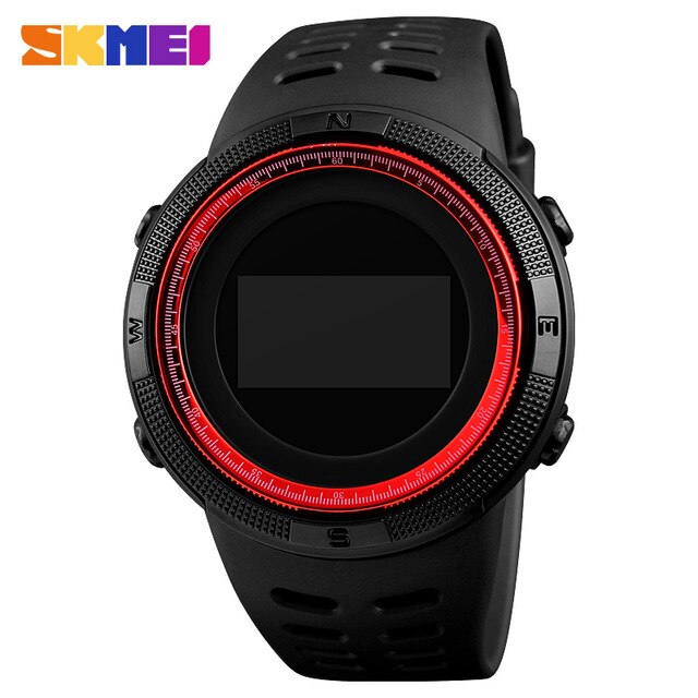 Skmei outdoor sporthorloge stappenteller calorie fitness dameshorloges kompas thermometer waterdichte digitale polshorloges 1360: Rood
