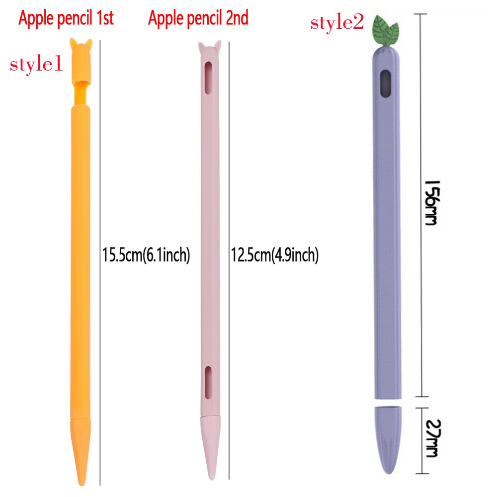 Cute Cat Ear Anti-scroll Silicone Protective Pouch Cap Holder Nib Cover Protective Case Skin For Apple Pencil 1 2 Tablets Pen Co