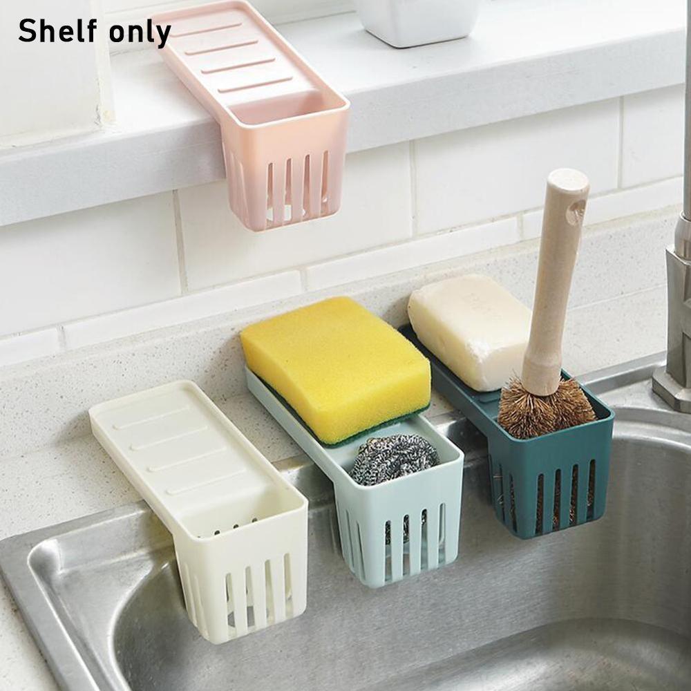 Kitchen Fork Spoon Container Sink Drain Shelf Brush Sponge Holder Organizer Desktop Suction Cup Hanging Storage Basket Rack