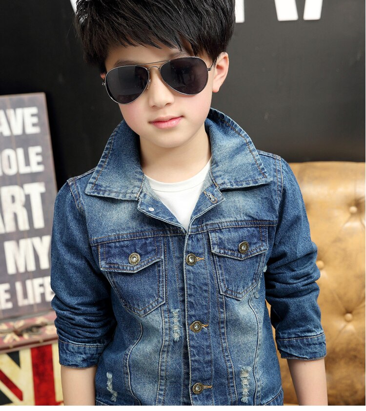 Jongens Jas Nieuwjaar Fall Wassen Zachte Denim Jas Enkele Breasted Jas Denim Jas Kind Kind Kleding
