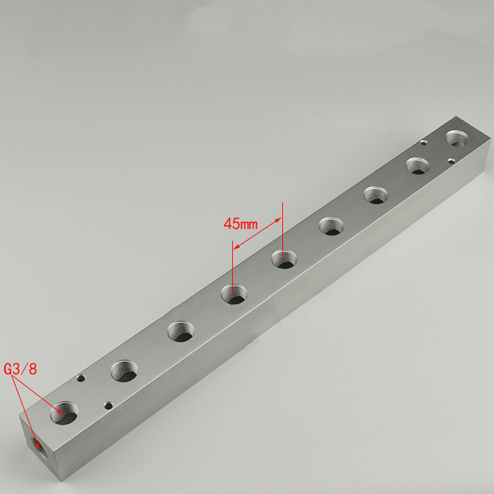 BSP-Bloque de colector de aire de aluminio sólido, compresor de aire neumático, divisor cuadrado de 3/8 pulgadas, 35x35mm, 2, 3, 4, 5, 6, 7, 8, 10, 12 vías: Multicolor