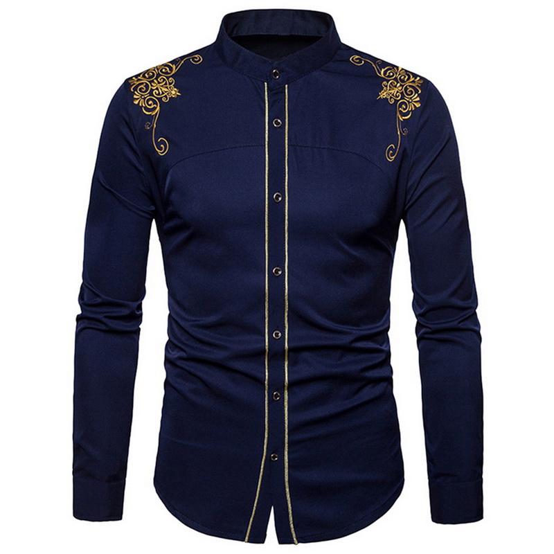 CYSINCOS hommes chemises formelles à manches longues Chemise hommes discothèque scène Chemise Homme brillant métallicl chemises de grande taille 2XL: C / L