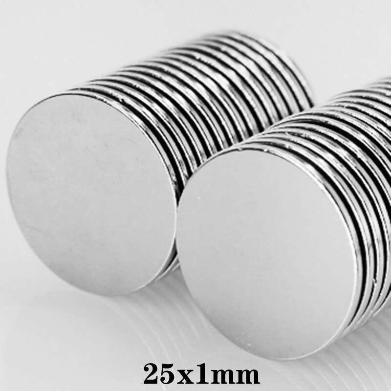 5/10/20/30/50/100/150 stk. 25 x 1 mm tynde neodymmagneter stærk 25 mmx 1mm permanent rund magnet 25 x 1mm kraftig magnetisk 25*1