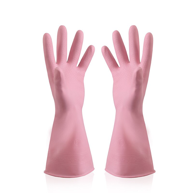 3pairs PVC Dishwashing Gloves Housework Kitchen Cleaning Gloves Waterproof Wear-Resistant Labor Protection Gloves 30cm Long: pink / L