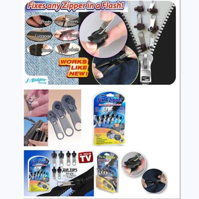 Fix A Zipper 6PCS Instant Zipper Universal Instant Fix Zipper Repair Kit Replacement Zip Slider Teeth Rescue Zippers