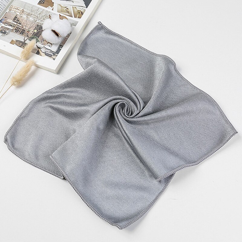 Glass Cleaning Cloth Dishcloth Lint Free For Windows Cars Kitchen Mirrors Traceless Reusable Fish Scale Rag Polishing Microfiber: Gray / 30x30cm