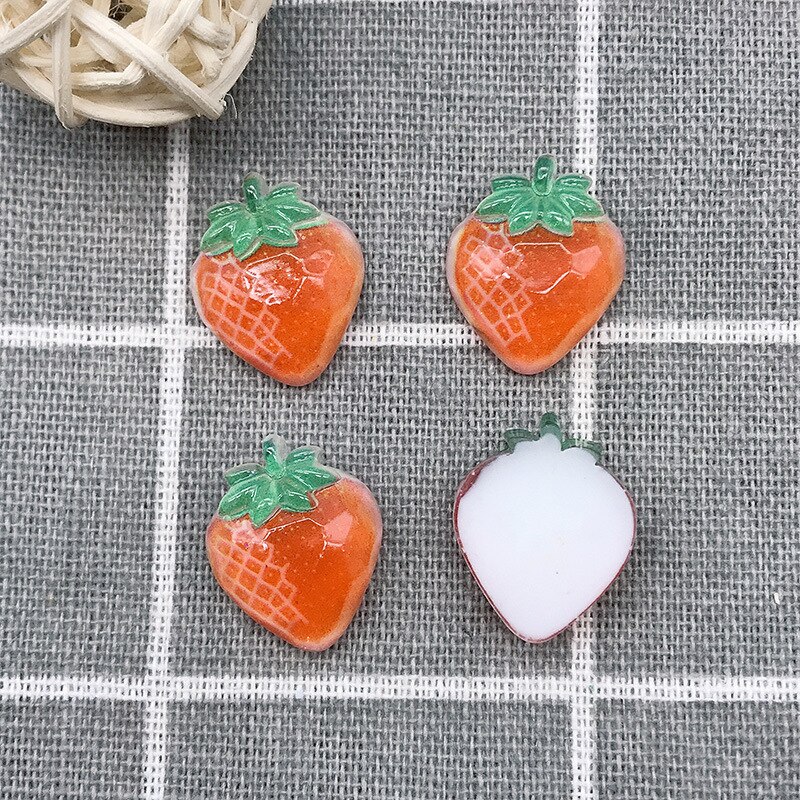 10 sztuk owoce półpłaskie kaboszony z żywicy Scrapbooking robić kokardki robić włosów centrum przypadku telefonu ozdoby Flatback DIY akcesoria: truskawka