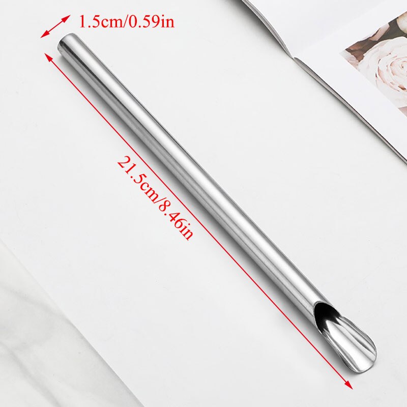 1Pc Reusable 304 Stainless Steel Drinking Straws 12mm Metal Sturdy Straight Portable Drinks Straw Stirring Spoon With Brush
