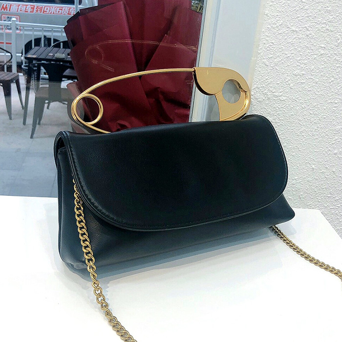 Grote Pin Zachte Handtas Koreaanse Kleine Vierkante Schouder Tas Dames Persoonlijkheid Chic Black Portemonnee Mode