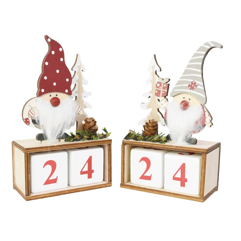 Jul träkalender jultomten bordsprydnad adventskalenderår jul heminredning navidad