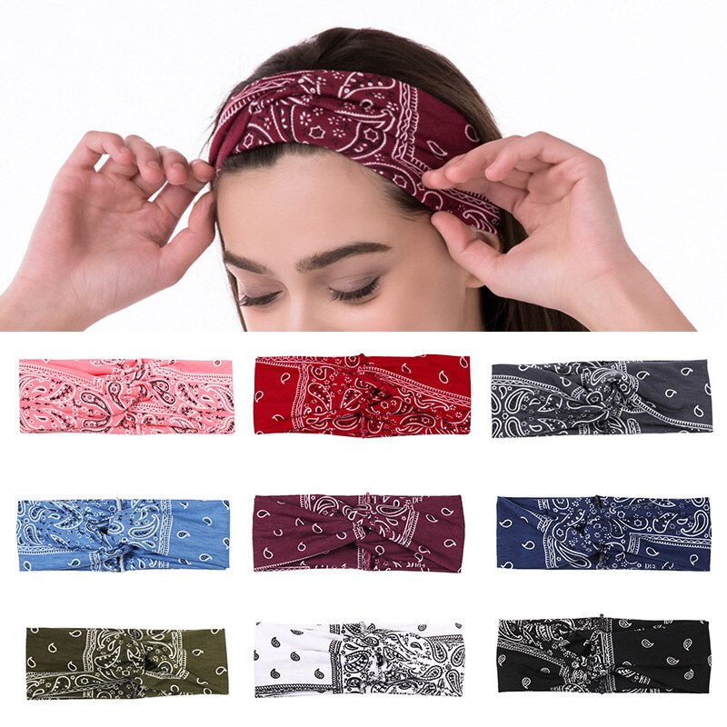 Cashew Bloemen Gedrukt Elastische Haarbanden Hoofdbanden Voor Vrouwen Sport Yoga Bandana Tulband Hoofddeksels Haar Accessoires