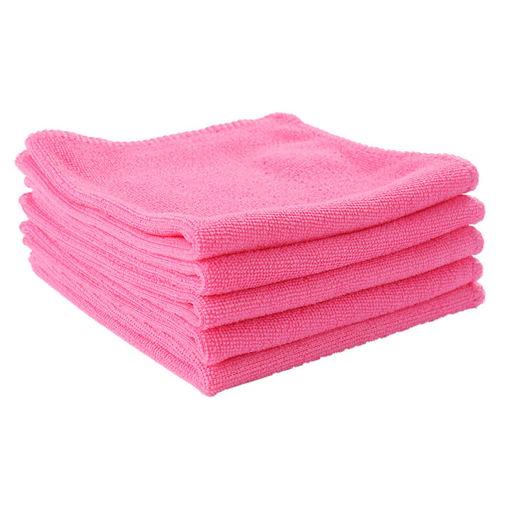 5 pièces 30X30cm Microfibre nettoyage Auto doux chiffon de lavage chiffon essuie-tout doux absorbant chiffon de lavage voiture Auto Care: Pink