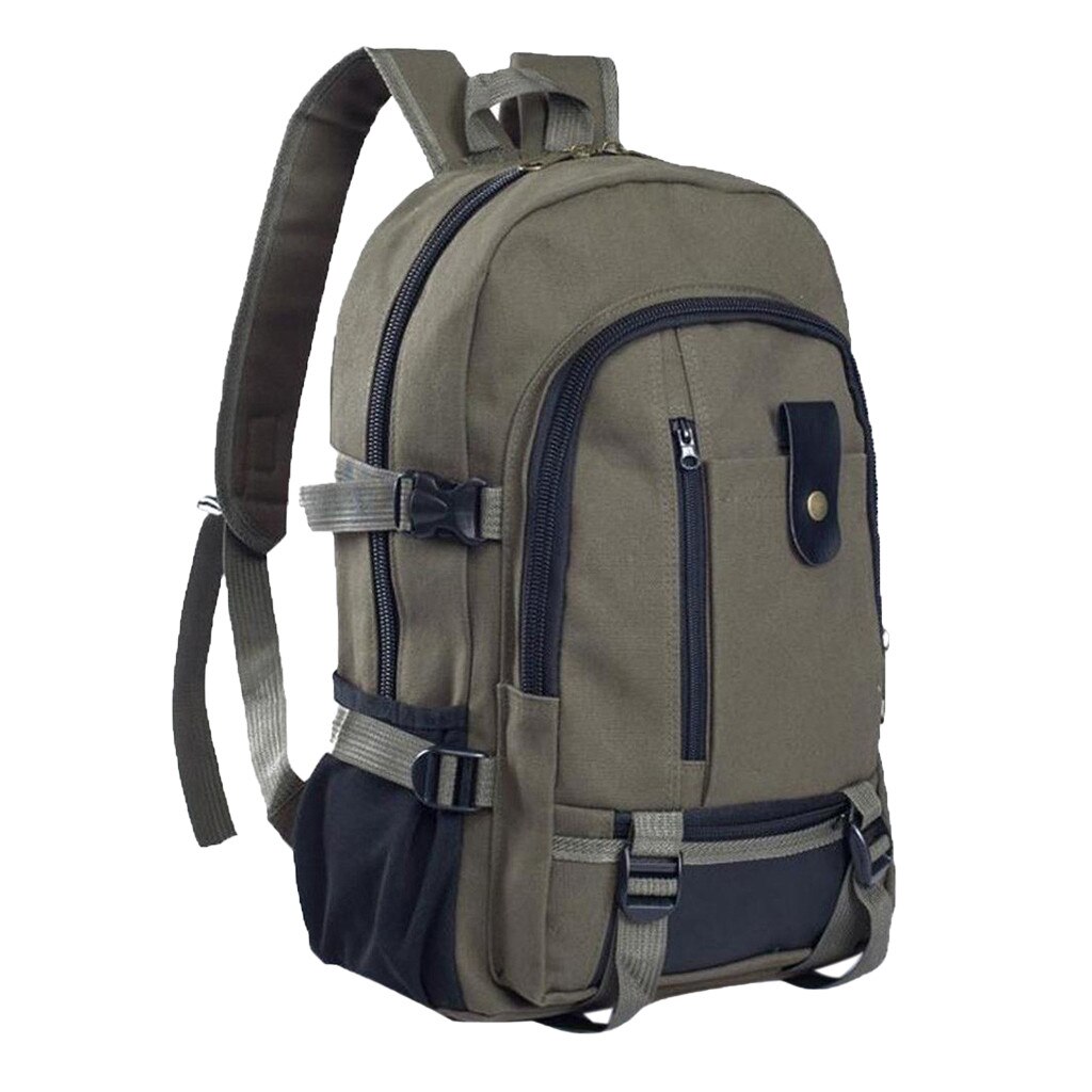 School Hiking Bag Unisex Camping Backpack Sport Bags Simple Double-Shoulder Canvas Backpack Schoolbag Travel Bag #f: Army Green