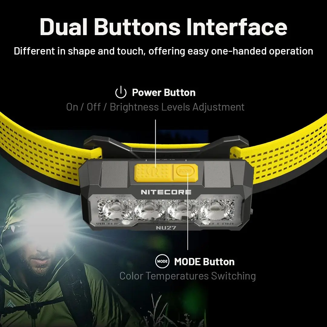 Nitecore  nu27 stirnlampe, 600 lumen, led-laufscheinwerfer, arbeits-stirnlampe, wanderlaterne, taschenlampe, wasserdicht für den außenbereich