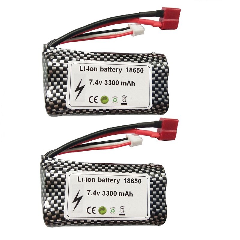(T) wltoys 10428 12429 12423 12427 12401 12402 12402-A 12402A Parti di Automobili del RC 7.4V 3300MAH Batteria lipo 2S 18650: YELLOW