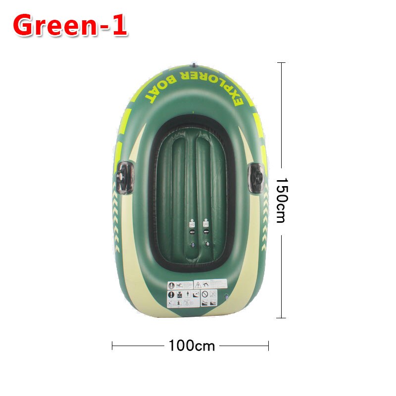 1/2 person pvc oppblåsbar robåt kajakk tykkere kano roluftbåt for drifting dykking fiske strand svømmebasseng drift o: Grønn 1
