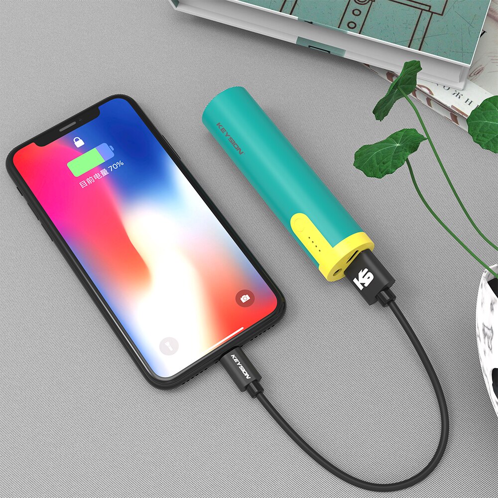 KEYSION 2000mAh Portable Power Bank Emergency Small Battery Powerbank for iPhone 11Pro Max XS 9 8 7 6S With flashlight function